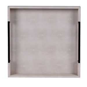 Large Ivory and Black Faux Shagreen Tray