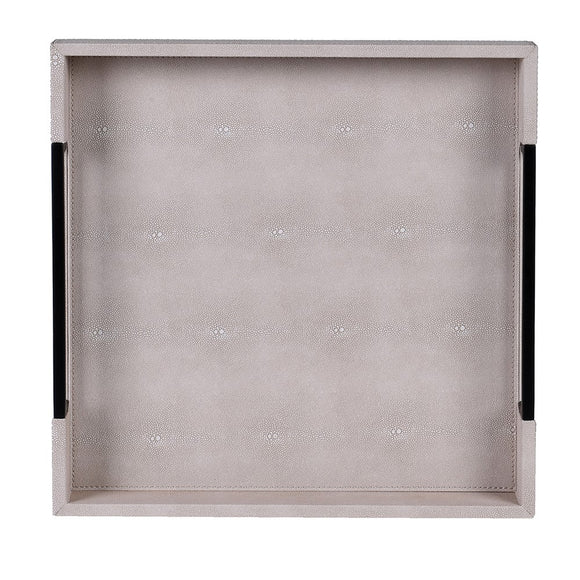 Ivory and Black Faux Shagreen Tray