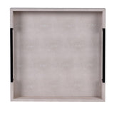 Large Ivory and Black Faux Shagreen Tray