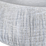 Large Low White Yakisugi Textured Pot