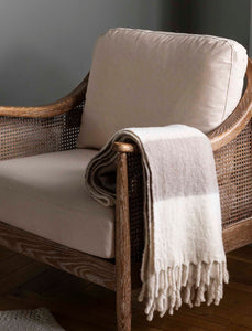 Leigh Wide Stripe Wool Throw, Natural
