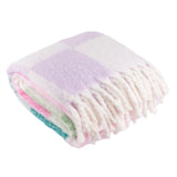 Maisie Checked Tasselled Throw, Aqua Blush