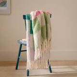 Maisie Checked Tasselled Throw, Aqua Blush