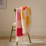 Maisie Checked Tasselled Throw, Citrus Blush
