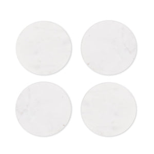 Set of 4 Round Marble Coasters - White