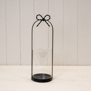 Medium Black Metal Candle Holder with Bow