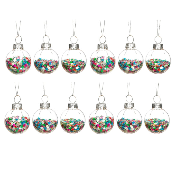 12 Mini Disco Star Baubles