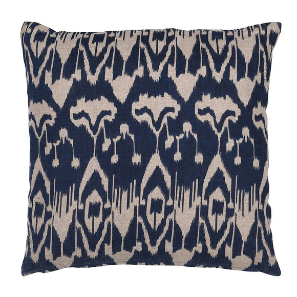 Navy Ikat Cotton Cushion