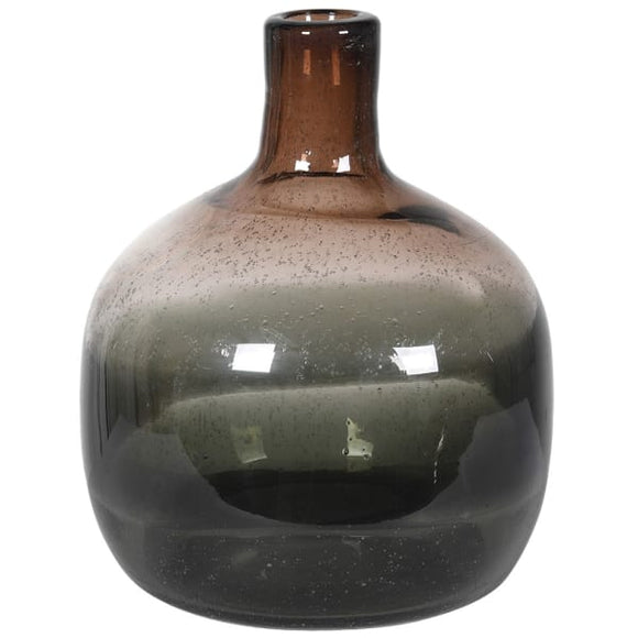 Hand Blown Brown Ombre Shaded Bottle Vase