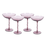 Set of 4 Amethyst Twist Coupe Glasses