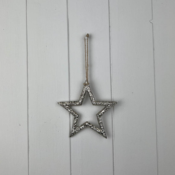 Large Silver Metal Star Decoration