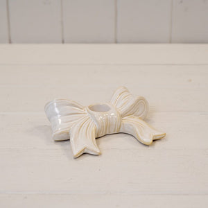 Stone Glazed Bow Candle Holder