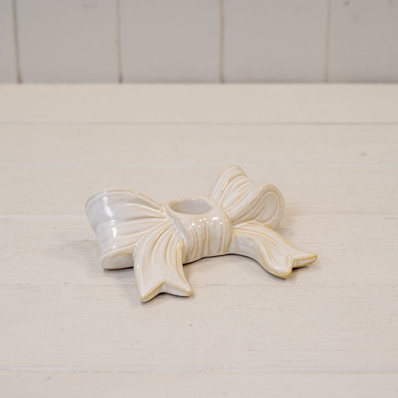 Stone Glazed Bow Candle Holder
