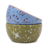 'The Bella' Dipping Bowls, Blue & Olive Splatter