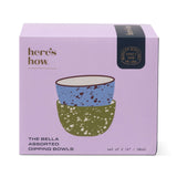 'The Bella' Dipping Bowls, Blue & Olive Splatter
