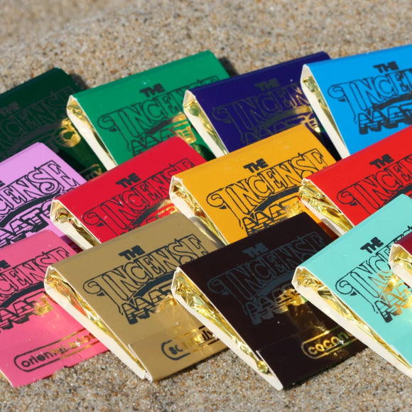 Colourful matchbooks of incense matches
