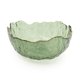 Wave Edge Green Glass Bowl
