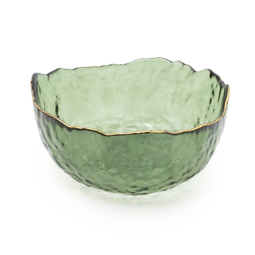 Wave Edge Green Glass Bowl, Small