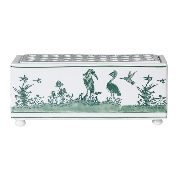 White and Sage Peacock & Heron Flower Stem Jar