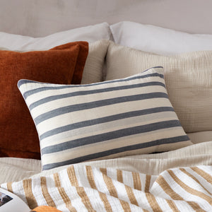 Woven Stripe Cotton Cushion Dusk Blue