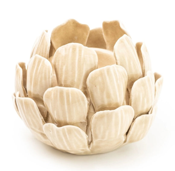 Cream Artichoke Candle Holder