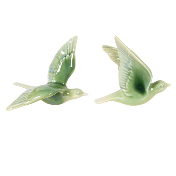 Pair of Green Flying Birds