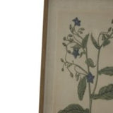 Borage On Linen In Beaded Frame - KHEE