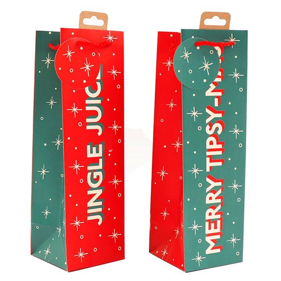 Christmas Typography Bottle Gift Bag, Merry Tipsymas - KHEE