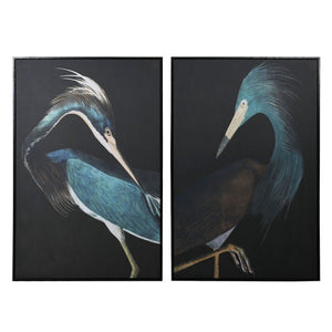 Set of 2 Large Blue Crane Canvas