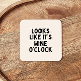 It's Wine O'Clock Somewhere | Coaster: Black & Cream