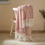 Cozy Woven Tasselled Throw, Pink