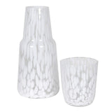 White and Clear Glass Carafe and Tumbler Set