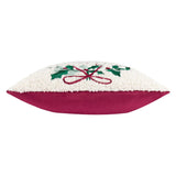 Holly Wreath Embroidered Cushion - KHEE