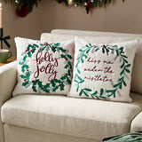 Holly Wreath Embroidered Cushion - KHEE