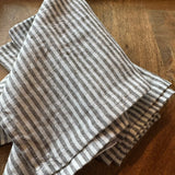 Grey Stripe Linen Napkins