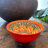 Stoneware Brightly Coloured Patterned Bowl, Red