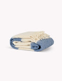 Leigh Wide Stripe Wool Throw, Cove Blue - KHEE