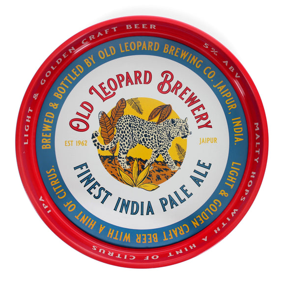 Round Metal Serving Tray - Old Leopard Brewery - KHEE