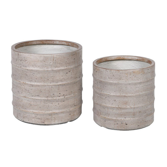 Set of 2 Bamboo Effect Planters - KHEE