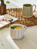 Set of 2 Clanfield Stripe Mugs, White - KHEE