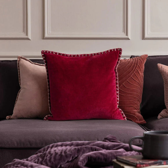 Stitch Embroidered Cushion, Pomegranate - KHEE