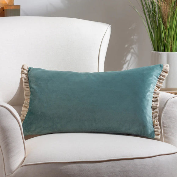 Tilly Velvet Cushion Duck Egg and Pumice 30 x 50 - KHEE