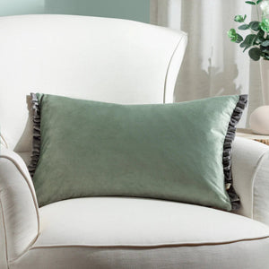 Tilly Velvet Cushion Sage and Grey 30 x 50 - KHEE
