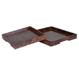 Set of 2 Dark Faux Burl Trays