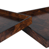 Set of 2 Dark Faux Burl Trays