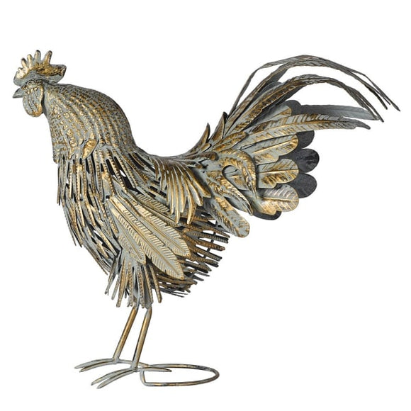 Striking Verdigris Cockerel