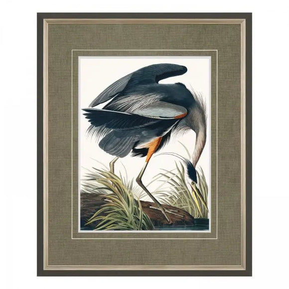 Vintage Blue Heron Framed Art - KHEE