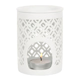 White Matte Lattice Cut Oil Burner and Wax Warmer - KHEE