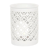 White Matte Lattice Cut Oil Burner and Wax Warmer - KHEE