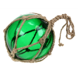 Green Glass Buoy Wrapped In Rope, Medium